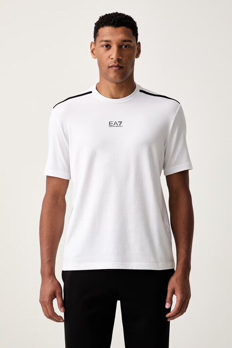 EA7 Emporio Armani T-shirt męski z bawełną biały AF21787.7M002568