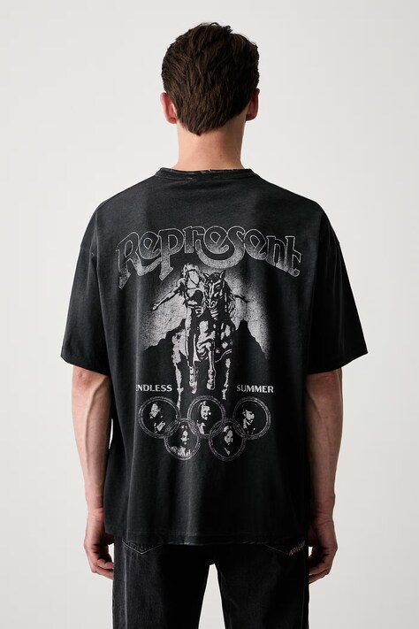 T-shirt z bawełną męski czarny MLM101223