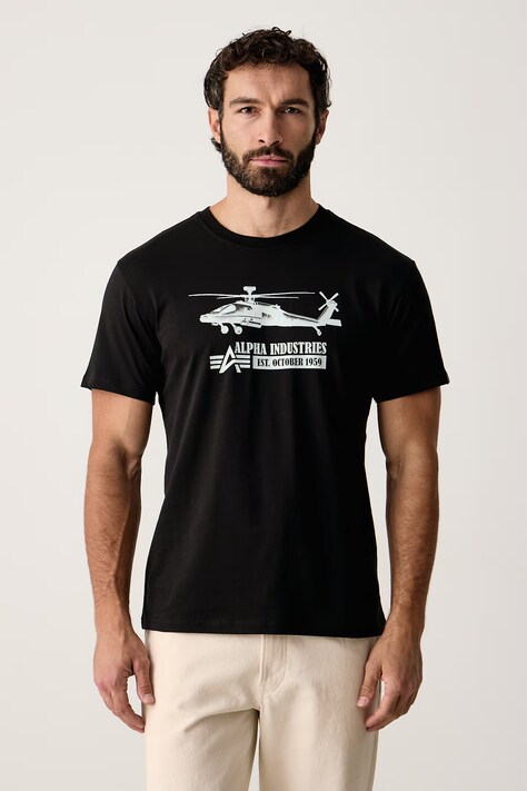 Alpha Industries T-shirt ανδρικό βαμβακερό Airborn Ops μαύρο 268507