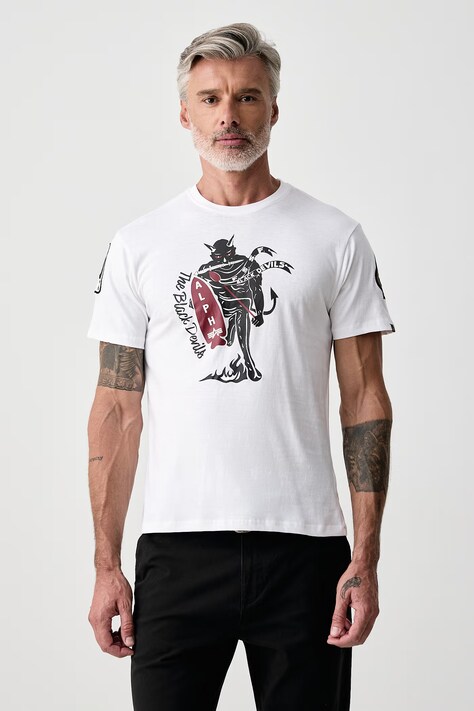 Alpha Industries Тениска мъжка от памук Black Devils бяла 268508
