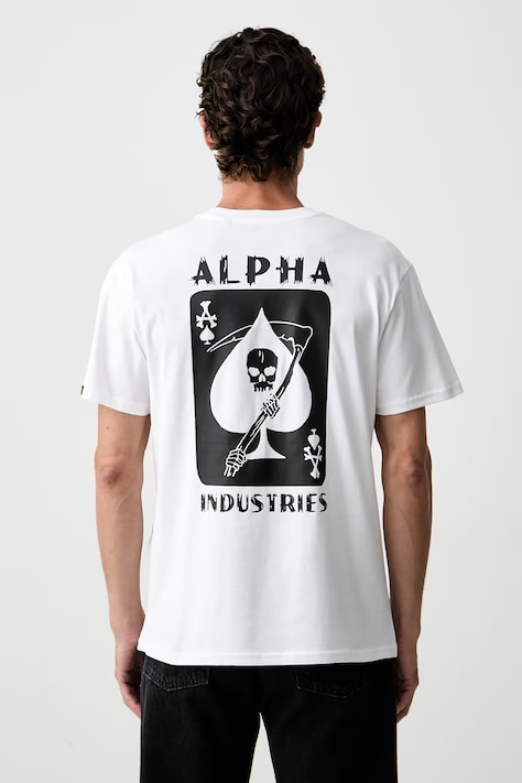 Alpha Industries tricou pentru bărbați din bumbac Skull Ops alb 268509