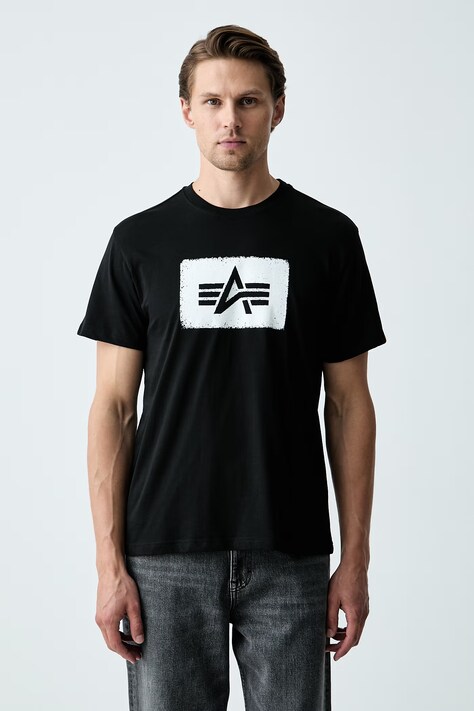 Alpha Industries T-shirt męski bawełniany Washed Out czarny 268512