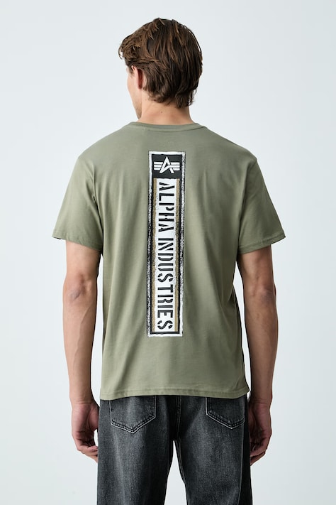 Alpha Industries majica za muškarce od pamuka Backprint Vintage Panel zelena 268513
