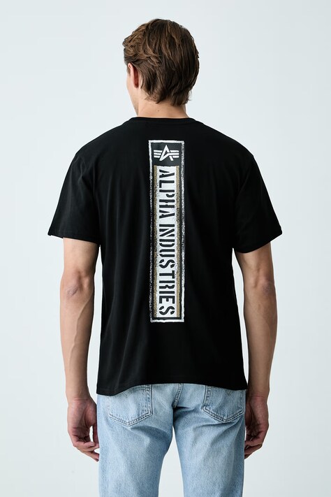 Alpha Industries majica za muškarce od pamuka Backprint Vintage Panel crna 268513