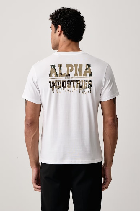 Alpha Industries Kratka majica moška bombažna Dripping Camo Backprint bela 268516