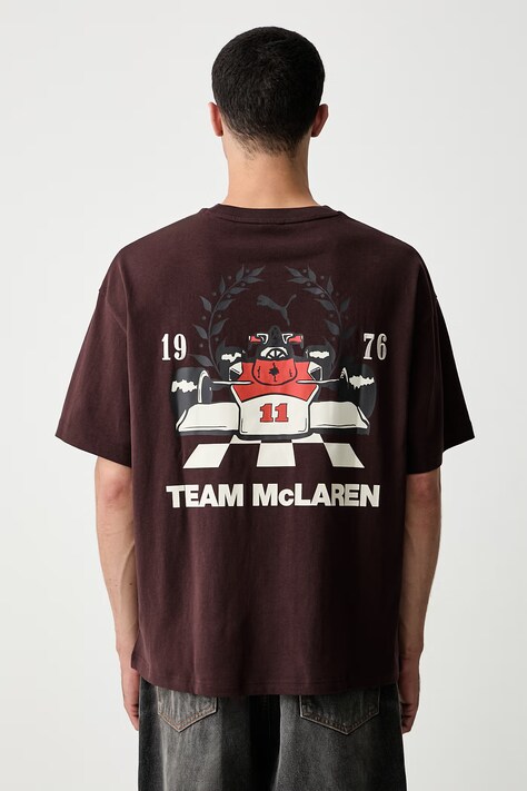 Puma T-shirt męski bawełniany McLaren brązowy 637828