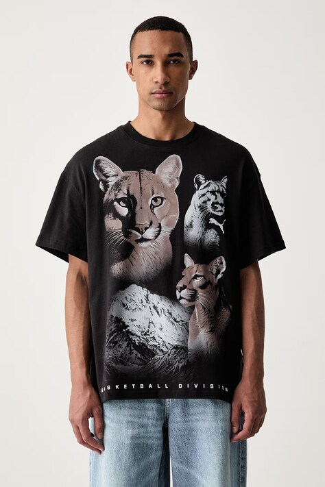 Puma T-shirt damski bawełniany DYLAN WILDCAT czarny 637218