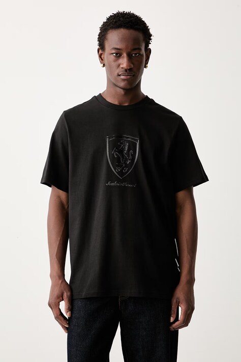Puma T-shirt męski bawełniany Ferrari czarny 637004