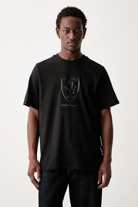 Puma T-shirt męski bawełniany Ferrari czarny 637004