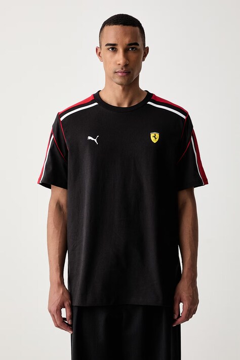 Puma T-shirt męski z bawełną Ferrari czarny 636567