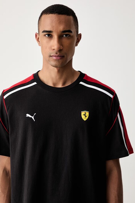 Puma T-shirt męski z bawełną Ferrari czarny 636567