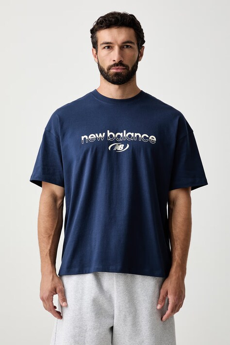 New Balance t-shirt ανδρικό βαμβακερό σκούρο μπλε MT6279IZNNY