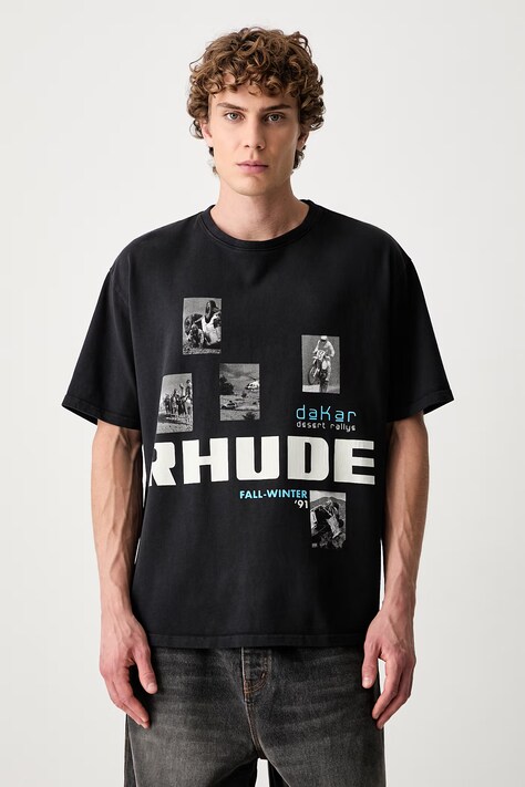 RHUDE футболка бавовняна чоловіча чорна RHPF26TT03012