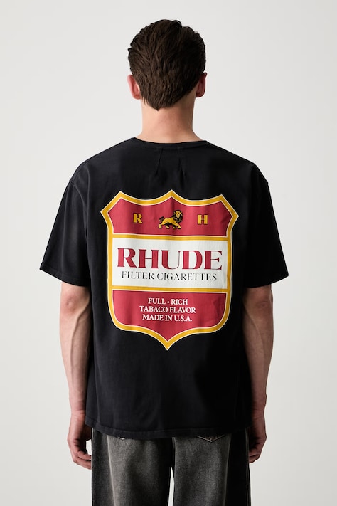 RHUDE T-shirt oversize bawełniany męski czarny RHPF26TT01012