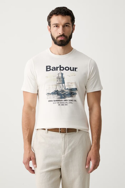 Barbour T-shirt męski bawełniany Harbourside beżowy MTS1457