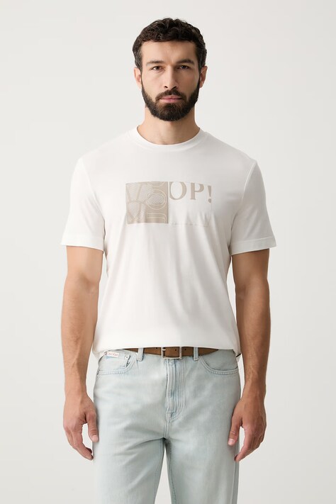 Joop! T-shirt męski z lyocellem beżowy 30103405