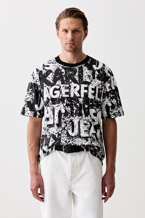 Karl Lagerfeld Jeans T-shirt męski bawełniany czarny B3M17033