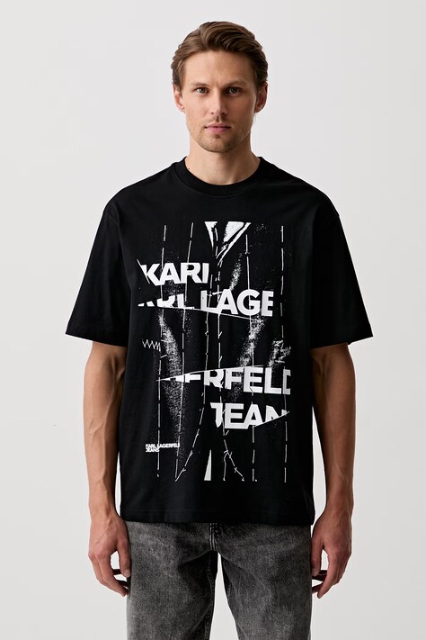 Karl Lagerfeld Jeans T-shirt męski bawełniany czarny B3M17034