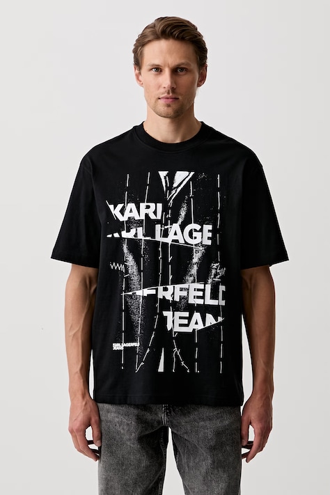 Karl Lagerfeld Jeans T-shirt męski bawełniany czarny B3M17034