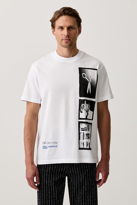Karl Lagerfeld Jeans T-shirt męski bawełniany biały B3M17031