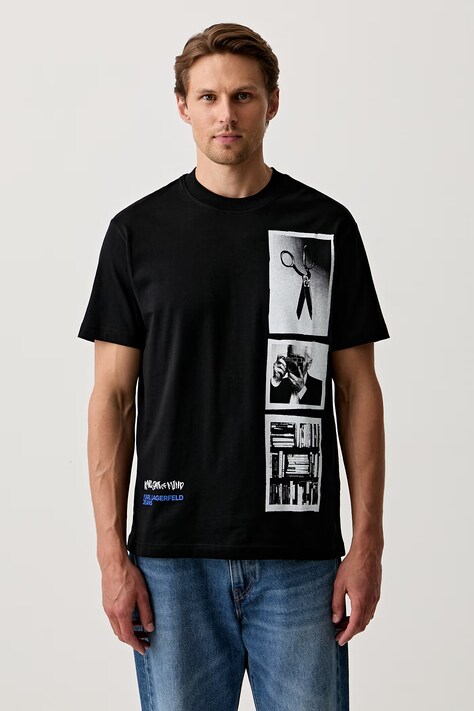 Karl Lagerfeld Jeans T-shirt męski bawełniany czarny B3M17031