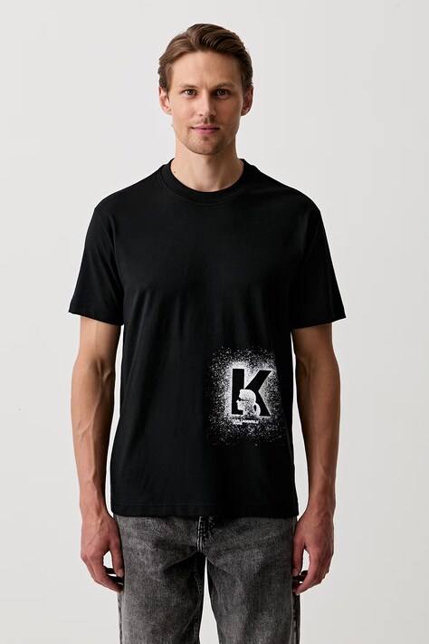 Karl Lagerfeld Jeans T-shirt męski z bawełną czarny B3M17029
