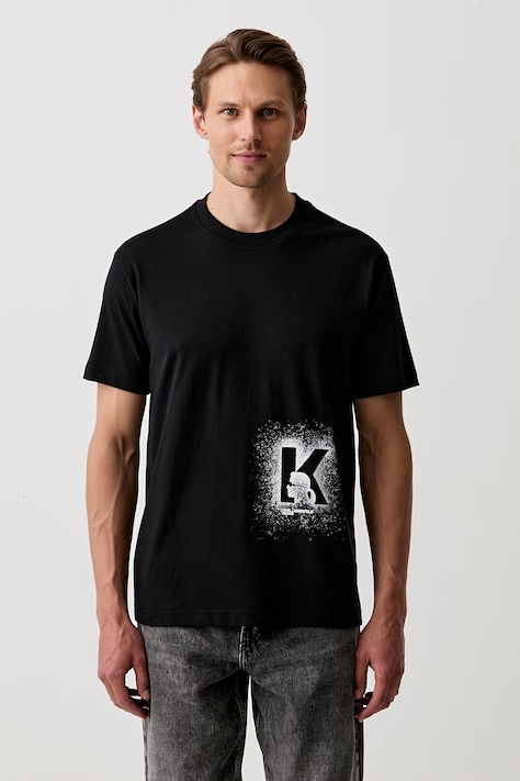 Karl Lagerfeld Jeans T-shirt męski z bawełną czarny B3M17029