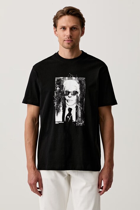 Karl Lagerfeld Jeans T-shirt męski bawełniany czarny B3M17006