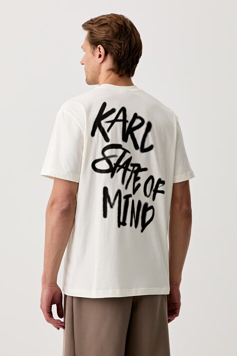 Karl Lagerfeld Jeans T-shirt męski bawełniany beżowy B3M17005