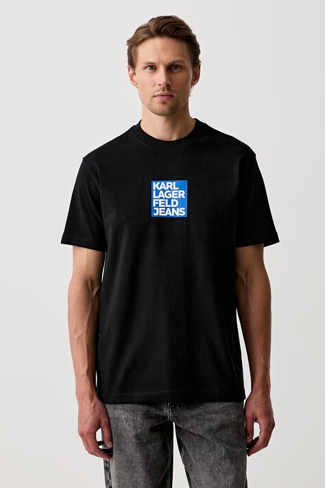 Karl Lagerfeld Jeans T-shirt męski bawełniany czarny B3M17003