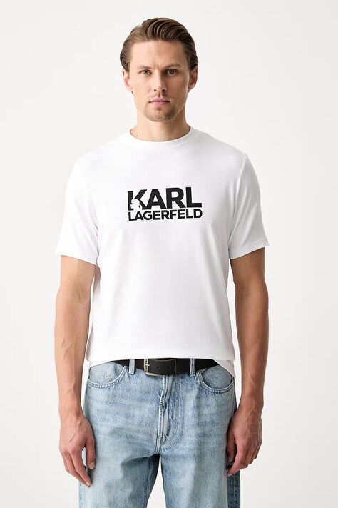 Karl Lagerfeld T-shirt męski bawełniany biały 500235.755780