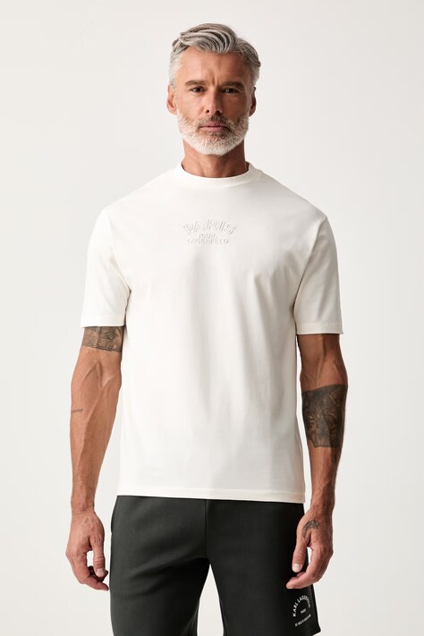 Karl Lagerfeld T-shirt męski bawełniany z elastanem biały 563221.755138