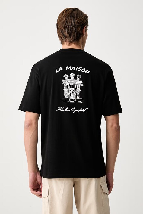Karl Lagerfeld t-shirt ανδρικό βαμβακερό μαύρο 563225.755136