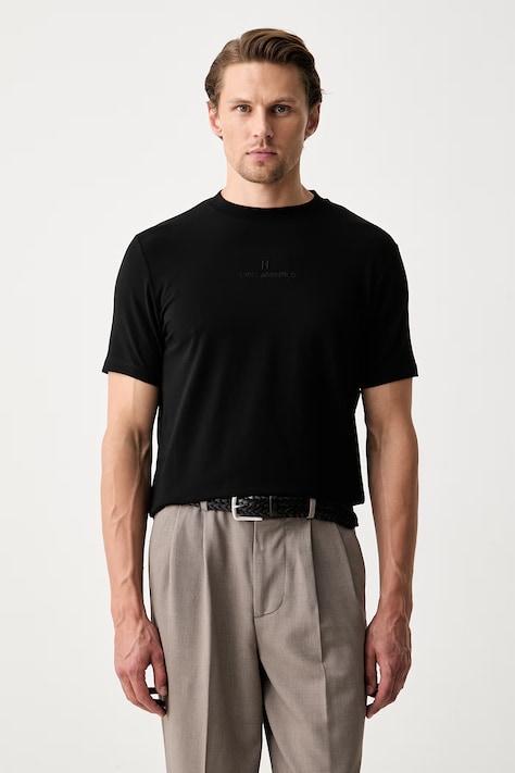 Karl Lagerfeld basic tričko pánské bavlněné s elastanem černé 563221.755047