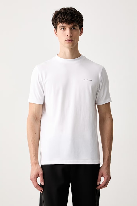 Karl Lagerfeld T-shirt basic męski bawełniany z elastanem biały 563221.755042