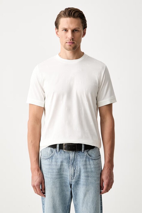 Karl Lagerfeld T-shirt męski bawełniany beżowy 563200.755001