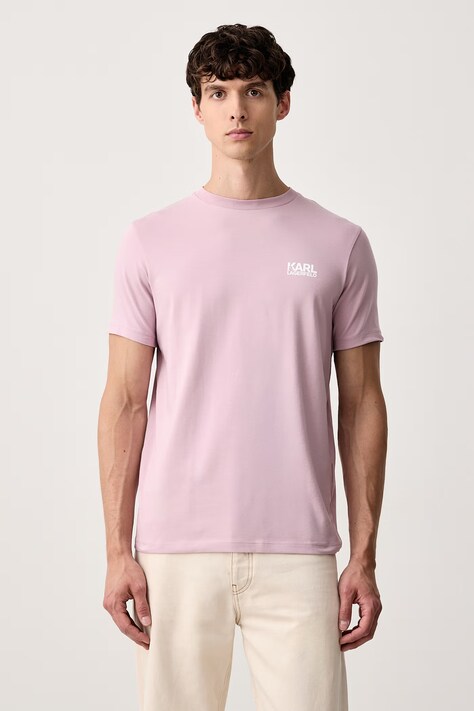 Karl Lagerfeld T-shirt męski bawełniany z elastanem różowy 563235.755781