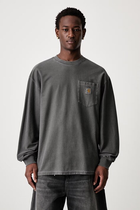 Carhartt WIP L/S Loose Pocket longsleeve męski bawełniany szary I036862