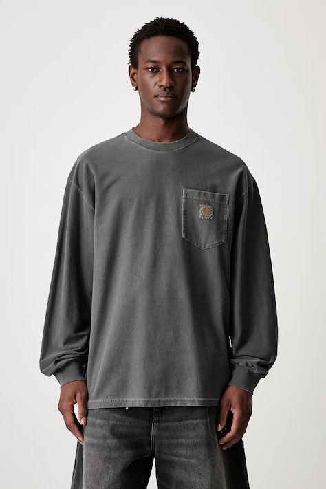 Carhartt WIP L/S Loose Pocket longsleeve męski bawełniany szary I036862