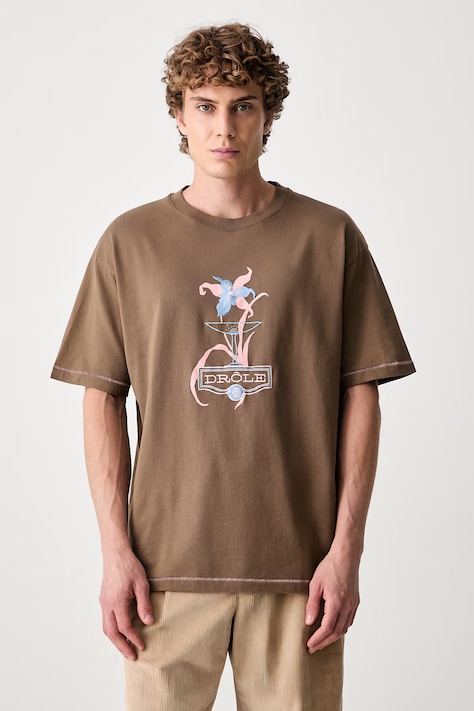 Drôle de Monsieur T-shirt męski bawełniany Iris zielony L-TS331-CO248