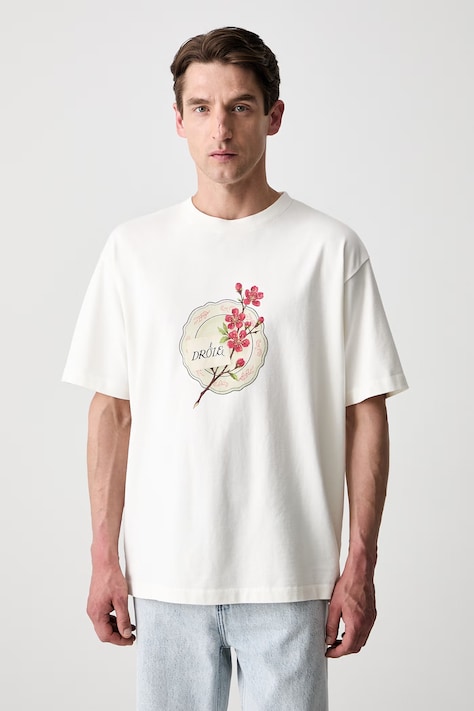 Drôle de Monsieur Porcelaine T-shirt bawełniany męski beżowy L-TS329-CO248