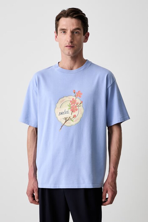 Drôle de Monsieur Porcelaine T-shirt bawełniany męski niebieski L-TS329-CO248