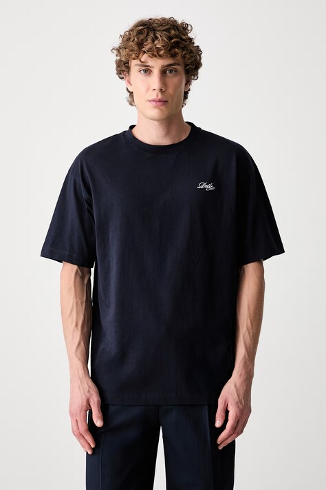 Drôle de Monsieur T-shirt męski bawełniany Belissima granatowy L-TS324-CO311