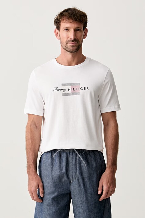 Tommy Hilfiger T-shirt męski bawełniany biały MW0MW43226