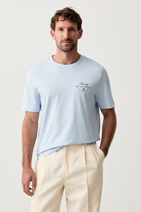 Tommy Hilfiger T-shirt męski bawełniany niebieski MW0MW43224