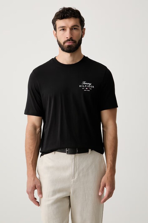 Tommy Hilfiger t-shirt ανδρικό βαμβακερό μαύρο MW0MW43224