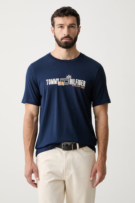 Tommy Hilfiger T-shirt męski bawełniany granatowy MW0MW43197