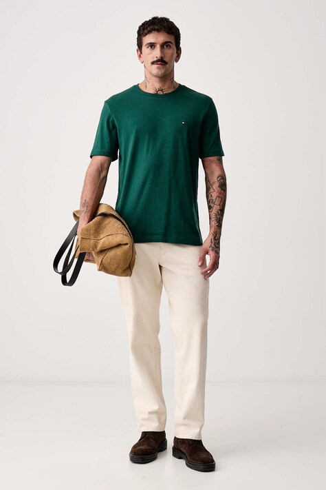 Tommy Hilfiger T-shirt męski bawełniany zielony MW0MW39995