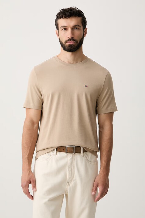 Tommy Hilfiger T-shirt męski bawełniany beżowy MW0MW39995