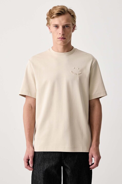 PS Paul Smith T-shirt męski bawełniany z elastanem beżowy M2R-965X-W22560